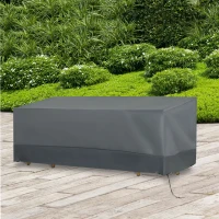 Outsunny Funda Protectora para Muebles de Jardín Tela Oxford 600D Impermeable Cubierta de Muebles de Mesas Sillas Sofás Exterior con Cordón y Hebilla 190,5x72x76 cm Gris(m-2)
