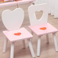 ZONEKIZ Juego de Mesa y 2 Sillas Infantiles de Madera para +18 Meses Estampado Corazones 68x68x47 cm y 30x30x51 cm Rosa(m-9)