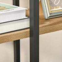 HOMCOM Estantería Librería de Almacenamiento Metálica de 5 Niveles con Diseño Irregular 80x39x179,5 cm Negro y Natural(m-8)