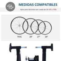 HOMCOM Rodillo de Bicicleta Entrenamiento Plegable con Resistencia Magnética para Ruedas de 650C/700C o 26-28 Pulgadas para Casa Interior Carga 135 kg 54,5x47,2x39,1 cm Negro(m-5)