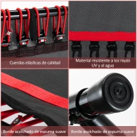 HOMCOM Trampolín de Fitness Ø122 cm Cama Elástica con Mango Ajustable de 3 Niveles 122-138 cm Funda Protectora y Marco de Acero para Interiores y Exteriores Negro y Rojo(m-7)