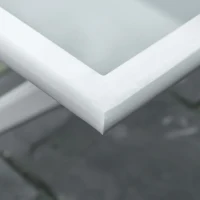 Outsunny Mesa de Jardín de Metal Plegable Mesa de Camping Rectangular de Vidrio Templado con Agujero para Sombrilla para Picnic Terraza Balcón 110x70x70 cm Blanco(m-7)
