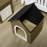 PawHut Casa para Gatos Doble con Cojines y Almohadillas Rascadoras Uso Junto o por Separado 40x41x75 cm Marrón(m-8)