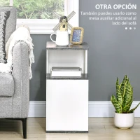 HOMCOM Mesita de Noche Mesa Auxiliar con 2 Estantes para Dormitorio Salón Estilo Moderno 35x29,5x60 cm Gris y Blanco(m-4)