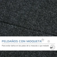 PawHut Escalera de Madera para Perros Plegable 2 en 1 Rampa para Mascotas con 4 Escalones Antideslizantes para Acceso al Sofá y Cama Alta 122x44x62 cm Negro y Natural(m-6)