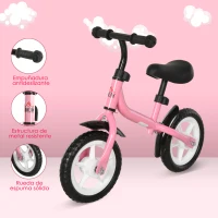 HOMCOM Bicicleta sin Pedales Infantil Altura Ajustable para Principiantes de +3 Años con Ruedas con Relieve Diseño Novedoso Bicicleta de Equilibrio 71x32x56 cm Rosa(m-5)