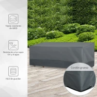 Outsunny Funda Protectora para Muebles de Jardín Tela Oxford 600D Impermeable Cubierta de Muebles de Mesas Sillas Sofás Exterior con Cordón y Hebilla 190,5x72x76 cm Gris(m-7)