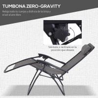 Outsunny Set de 2 Sillas de Gravedad Cero Plegables 90x65x110 cm y Mesa Auxiliar 50x50x50 cm con 2 Portavasos Sillas Reclinables con Reposacabezas para Jardín Terraza Gris(m-4)