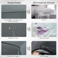 Outsunny Funda Protectora para Muebles de Jardín Tela Oxford 600D Impermeable Cubierta de Muebles de Mesas Sillas Sofás Exterior con Cordón y Hebilla 190,5x72x76 cm Gris(m-6)