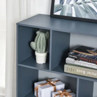 HOMCOM Estantería Librería con 6 Compartimentos y 2 Cajones Mueble Auxiliar con Patas para Libros Decoraciones Fotos 105x30x96 cm Azul y Gris(m-8)