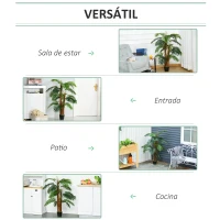 Outsunny Planta Artificial Palmera Altura 120 cm Árbol Artificial con 3 Troncos y 19 Hojas para Decoración Hogar Oficina Ø16x120 cm Verde(m-6)