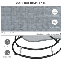 Outsunny Tumbona Mecedora de Exterior con Reposabrazos Reposacabezas y Efecto de Ratán para Jardín Terraza Patio Carga Máx. 160 kg 61x160x79 cm Gris(m-6)