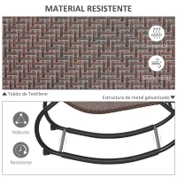 Outsunny Tumbona Mecedora de Exterior con Reposabrazos Reposacabezas y Efecto de Ratán para Jardín Terraza Patio Carga Máx. 160 kg 157x60x80 cm Marrón(m-6)
