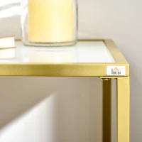 HOMCOM Consola Mesa de Entrada con Vidrio y Marco de Acero Mueble Recibidor para Pasillo Salón 100,5x35,5x80 cm Blanco(m-9)