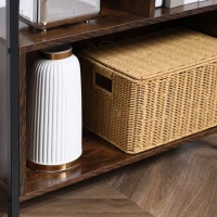 HOMCOM Estantería de Estilo Industrial de Madera con 7 Compartimentos para Salón Oficina 74x30x155 cm Marrón Rústico(m-9)