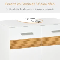 kleankin Mueble para Debajo del Lavabo Armario Baño de Suelo de Madera con 2 Puertas y Estante Interior Estilo Moderno 60x30x60,5 cm Blanco(m-5)