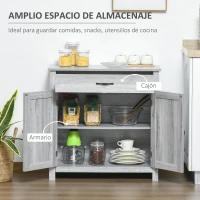 HOMCOM Aparador de Cocina Buffet para Salón con 1 Cajón 2 Puertas y Estante Interior Ajustable Mueble Auxiliar Decorativo para Comedor 80x39,7x80 cm Gris(m-4)