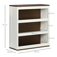 kleankin Armario de Baño de Pared Moderno Mueble Colgante Multifuncional con 3 Estantes 50x20x56 cm Blanco y Nogal(m-3)