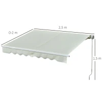Outsunny Toldo Manual Retráctil con Manivela 250x200 cm de Aluminio Ángulo Ajustable Protección Solar para Ventanas Puertas Balcón Exterior Crema(m-3)