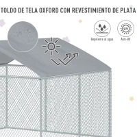 PawHut Perrera de Exterior con Toldo Jaula para Perros Mascotas de Metal Galvanizado con Cerradura para Jardín Patio 230x230x172 cm Plata(m-5)