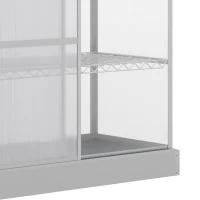 Outsunny Sun Plate 3-Tier Greenhouse Polycarbonate Panel Roof Vent w/ Foundation -Silver(m-9)