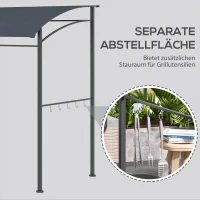 Outsunny Grillpaviljoen, Grillafdak, Regenbescherming, Haken voor Keukengerei, Stalen frame, grijs, 215 x 150 x 174/220 cm(m-5)