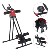 HOMCOM Rugtrainer buiktrainer buikspieren sportuitrusting fitness LCD-scherm inklapbaar(m-6)