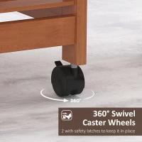 HOMCOM Kitchen Cart Rolling Trolley Wooden Storage Shelves Fruit Vegetable Mobile Freestanding Table Wine Rack Tile Top w/ 6 Wheels & 2 Metal Baskets & 1 Drawer(m-6)