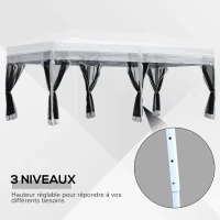 Outsunny Tonnelle Barnum pop-up Pliant Style Colonial 6 x 3 m 6 moustiquaires + Sac de Transport Blanc et Noir(m-7)
