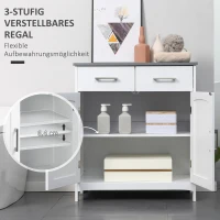 kleankin Badezimmerschrank Freistehender Bademöbel Badschrank Schrank mit Schublade Weiß+Grau 68 x 33 x 76 cm(m-5)