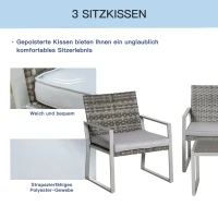 Outsunny Zestaw mebli ogrodowych czteroczęściowy komplet stół z krzesłami sofa poduszki siedziska stolik kawowy stal szary(m-7)
