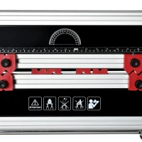 HOMCOM  Werktisch Spanntisch Werkbank mit den Kurbelarmen 100 kg Belastbarkeit Arbeitstisch Arbeitsplatte höhenverstellbarer Tisch Metall Aluminium Silber+Schwarz+Rot 60 x 59 x 77-107 cm(m-9)