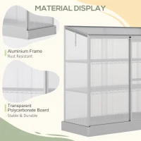Outsunny Sun Plate 3-Tier Greenhouse Polycarbonate Panel Roof Vent w/ Foundation -Silver(m-4)
