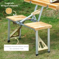 Outsunny® hout kampeertafel klaptafel picknick bank eettafel picknicktafel picknick koffer zitgroep 4 stoelen klaptafelgroep(m-5)