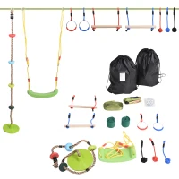 Ninja slackline set hangende obstakels voor kinderen zwaaien polyester hout(m-10)