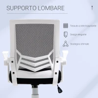 Vinsetto Sedia da Ufficio Ergonomica con Braccioli e Supporto Lombare, Poltrona Ufficio Girevole e Altezza Regolabile in Tessuto Nero(m-7)