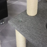 PawHut Kratzbaum groß 155 cm Katzenbaum mit Hängematte Kletterbaum für Katzen Mehrstufiges Katzenkratzbaum mit Katzenkiste, Weichkissen Katzenmöbel Sisal Grau&Weiß(m-8)