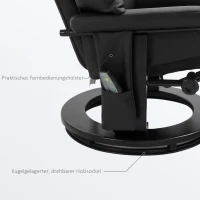 HOMCOM Relaxfauteuil Massagestoel Met Kruk Comfortabele 145° Zwart(m-7)