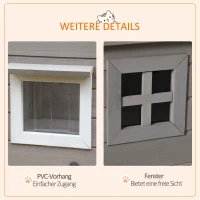 PawHut Buiten Kattenhuis Groot Modern Luxe Sparhout met Raam voor Katten Grijs Zwart(m-7)