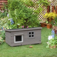 PawHut Buiten Kattenhuis Groot Modern Luxe Sparhout met Raam voor Katten Grijs Zwart(m-10)