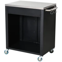 HOMCOM Keukeneiland met wielen, 86x50x84,5cm, keukenwagen voor gezinskeuken, zwart(m-7)