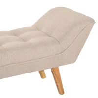 HOMCOM® gepolsterde bank retro zitbank linnen houten voeten zitkist kruk, linnen + hout, beige, 117x46x55cm(m-5)