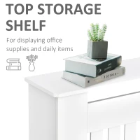 HOMCOM Slatted Radiator Cover Painted Cabinet MDF Lined Grill in White (172L x 19W x 81H cm)(m-5)