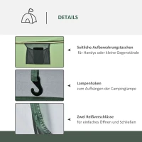 Outsunny Tent voor 4-5 personen, kampeertent met haringen, koepeltent, polyester, groen(m-5)