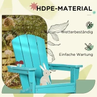 Outsunny Adirondack krzesło dla dzieci, krzesło ogrodowe z designem lameli, na zewnątrz, HDPE(m-5)