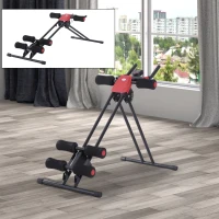 HOMCOM Rugtrainer buiktrainer buikspieren sportuitrusting fitness LCD-scherm inklapbaar(m-10)