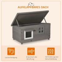 PawHut Buiten Kattenhuis Groot Modern Luxe Sparhout met Raam voor Katten Grijs Zwart(m-6)