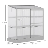 Outsunny Sun Plate 3-Tier Greenhouse Polycarbonate Panel Roof Vent w/ Foundation -Silver(m-3)