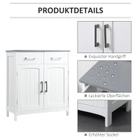 kleankin Badezimmerschrank Freistehender Bademöbel Badschrank Schrank mit Schublade Weiß+Grau 68 x 33 x 76 cm(m-7)