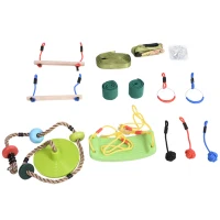 Ninja slackline set hangende obstakels voor kinderen zwaaien polyester hout(m-1)